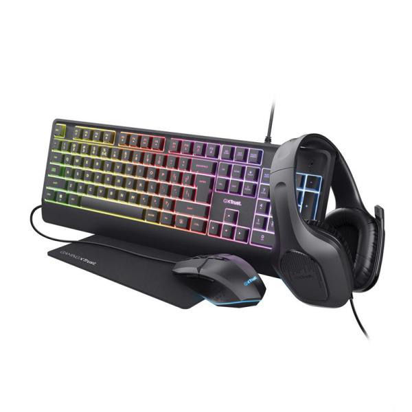 CG16-25155 TRUST GAMING KIT 4EN1 GXT 792 MOU+TEC+AUR+PAD BLACK US