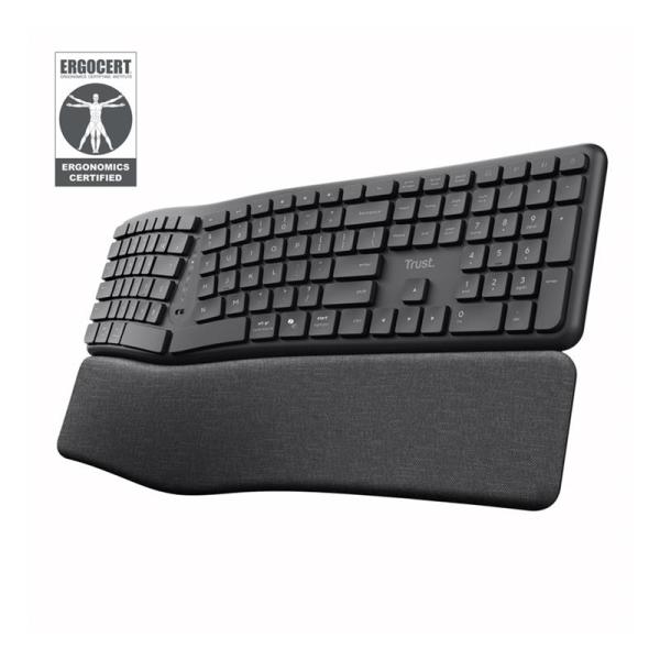 CG16-25704 TRUST KEYRA TECLADO WIREL BT+ USB ERGONOMICO BLACK ES